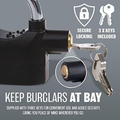 Alarm Security Padlock – Heavy-Duty Anti-Theft Door Lock (Black)