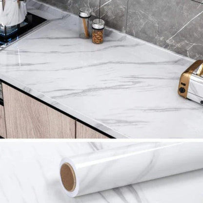 Self-Adhesive Marble Contact Paper – Black & White Kitchen Decor