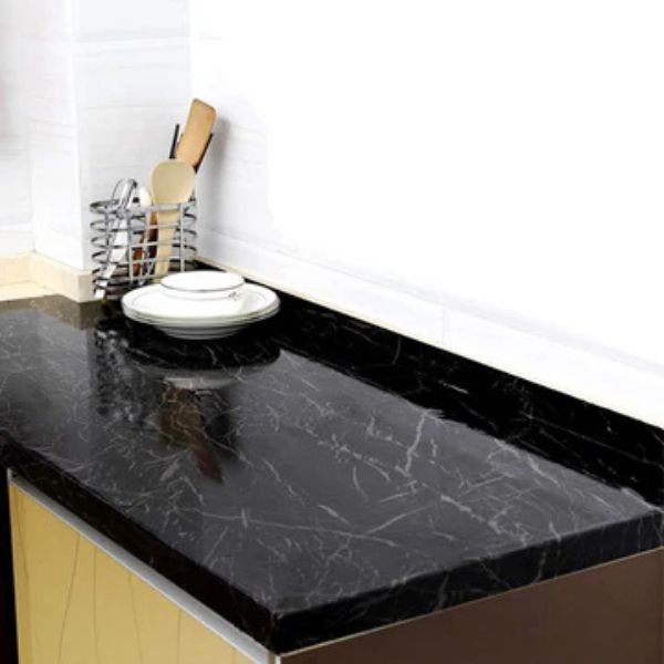 Self-Adhesive Marble Contact Paper – Black & White Kitchen Decor